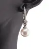 Cercei din cupru placat cu aur roz 18k cu perla si zirconii incrustate, 31mm, imagine 3
