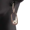 Cercei din cupru placat cu aur roz 18k geometrici cu perla, 48mm, imagine 3