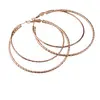 Cercei din cupru placat cu aur roz 18k texturati mari rotunzi dubli, 59mm, imagine 2