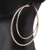 Cercei din cupru placat cu aur roz 18k texturati mari rotunzi dubli, 59mm, imagine 3