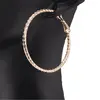 Cercei din cupru placat cu aur roz 18k texturati rotunzi, 38mm, imagine 3