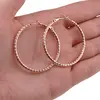 Cercei din cupru placat cu aur roz 18k texturati rotunzi, 38mm, imagine 4