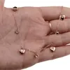 Lant din inox placat cu aur galben 18k cu cinci inimi si zirconiu, imagine 3