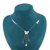 Lant din inox placat cu aur galben 18k cu fluturi, sidef si perle, imagine 2
