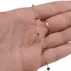 Lant din inox placat cu aur galben 18k cu trei aripi si bumbi electroplacati, imagine 3