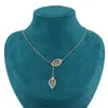 Lant din inox placat cu aur galben 18k, pandantiv ajustabil cu frunze, imagine 2