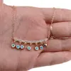 Lant din inox placat cu aur galben 18k, pandantiv cu ochi protectori albastri, imagine 3