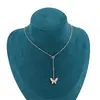 Lant din inox placat cu aur galben 18k, pandantiv Fluture cu sidef, imagine 2