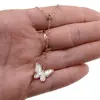 Lant din inox placat cu aur galben 18k, pandantiv Fluture cu sidef, imagine 3