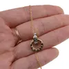 Lant din inox placat cu aur galben 18k, pandantiv inele gravat orologic si zirconiu, imagine 3