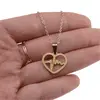Lant din inox placat cu aur galben 18k, pandantiv inima cu ritm, imagine 3