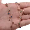 Lant din inox placat cu aur galben 18k si talismane cu zirconiu multicolor, imagine 3