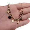 Lant din inox placat cu aur galben 18k zale mari si cinci banuti, imagine 3