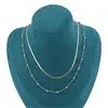 Lant dublu din inox placat cu aur galben 18k, model snake si bumbi, imagine 2