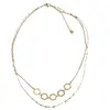 Lant dublu din inox placat cu aur galben 18k, pandantiv fagure