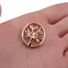 Pandantiv din cupru placat cu aur roz 18k oval Pomul Vietii cu zirconii, 25mm, imagine 3