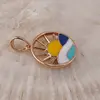 Pandantiv din cupru placat cu aur roz 18k rotund model Soare, 17mm, imagine 2