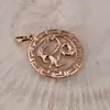 Pandantiv din cupru placat cu aur roz 18k rotund pentru zodia Capricorn, 25mm, imagine 2