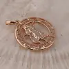 Pandantiv din cupru placat cu aur roz 18k rotund pentru zodia Fecioara, 25mm, imagine 2