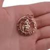 Pandantiv din cupru placat cu aur roz 18k rotund pentru zodia Fecioara, 25mm, imagine 3