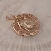 Pandantiv din cupru placat cu aur roz 18k rotund pentru zodia Leu, 25mm, imagine 2