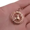 Pandantiv din cupru placat cu aur roz 18k rotund pentru zodia Sagetator, 25mm, imagine 3