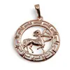Pandantiv din cupru placat cu aur roz 18k rotund pentru zodia Sagetator, 25mm