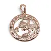 Pandantiv din cupru placat cu aur roz 18k rotund pentru zodia Scorpion, 25mm