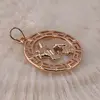 Pandantiv din cupru placat cu aur roz 18k rotund pentru zodia Taur, 25mm, imagine 2