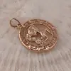 Pandantiv din cupru placat cu aur roz 18k rotund pentru zodia Varsator, 25mm, imagine 2