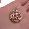 Pandantiv din cupru placat cu aur roz 18k rotund pentru zodia Varsator, 25mm, imagine 3