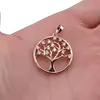 Pandantiv din cupru placat cu aur roz 18k rotund Pomul Vietii cu zirconii, 22mm, imagine 3