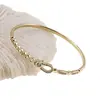 Bratara din cupru placat cu aur galben 18k fixa cu zirconii si charm central, imagine 3