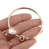 Bratara din cupru placat cu aur galben 18k fixa, model inima din sidef, imagine 4
