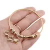 Bratara din cupru placat cu aur galben 18k fixa, model snake cu charm fluturasi, imagine 4