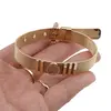 Bratara din cupru placat cu aur galben 18k, model curea cu inima din sidef, imagine 4