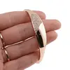 Bratara din cupru placat cu aur roz 18k fixa, clasica cu zirconii, imagine 4