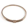 Bratara din cupru placat cu aur roz 18k fixa, model patrat central cu zirconii, imagine 2