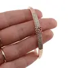 Bratara din cupru placat cu aur roz 18k fixa, model patrat central cu zirconii, imagine 4