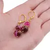 Cercei cu agatatoare Agat roz sfere si flori aurii, 8-10mm, imagine 4