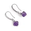 Cercei cu agatatoare Ametist romb si baza de Argint 925 cu zirconii, 8mm