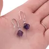 Cercei cu agatatoare Ametist romb si baza lata de Argint 925, 8mm, imagine 3