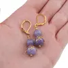 Cercei cu agatatoare Angelit violet sfere si flori aurii, 8-10mm, imagine 4