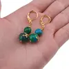 Cercei cu agatatoare Crisocola sfere si flori aurii, 8-10mm, imagine 4