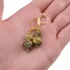 Cercei cu agatatoare Jad Serpentin - piatra infinitului sfere si flori aurii, 8-10mm, imagine 4