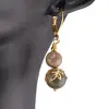 Cercei cu agatatoare Jasp oceanic sfere si flori aurii, 8-10mm, imagine 3