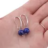Cercei cu agatatoare Lapis Lazuli si baza de Argint 925 cu zirconii, 8mm, imagine 3