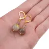 Cercei cu agatatoare Piatra Lunii mix sfere si flori aurii, 6-10mm, imagine 4