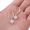 Cercei cu agatatoare Piatra Lunii romb si baza de Argint 925 cu zirconii, 8mm, imagine 3