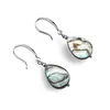 Cercei cu agatatoare Sidef abalone si baza lata de Argint 925, 14mm